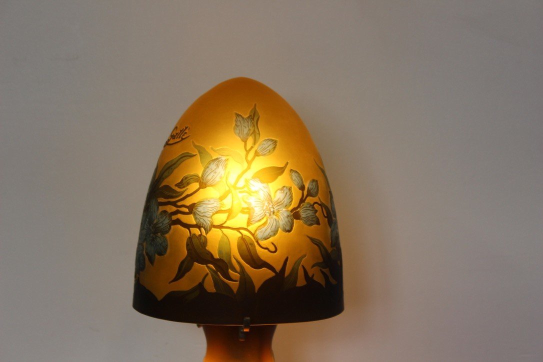 Gallé Tip Mushroom Lamp Circa 1980-photo-3