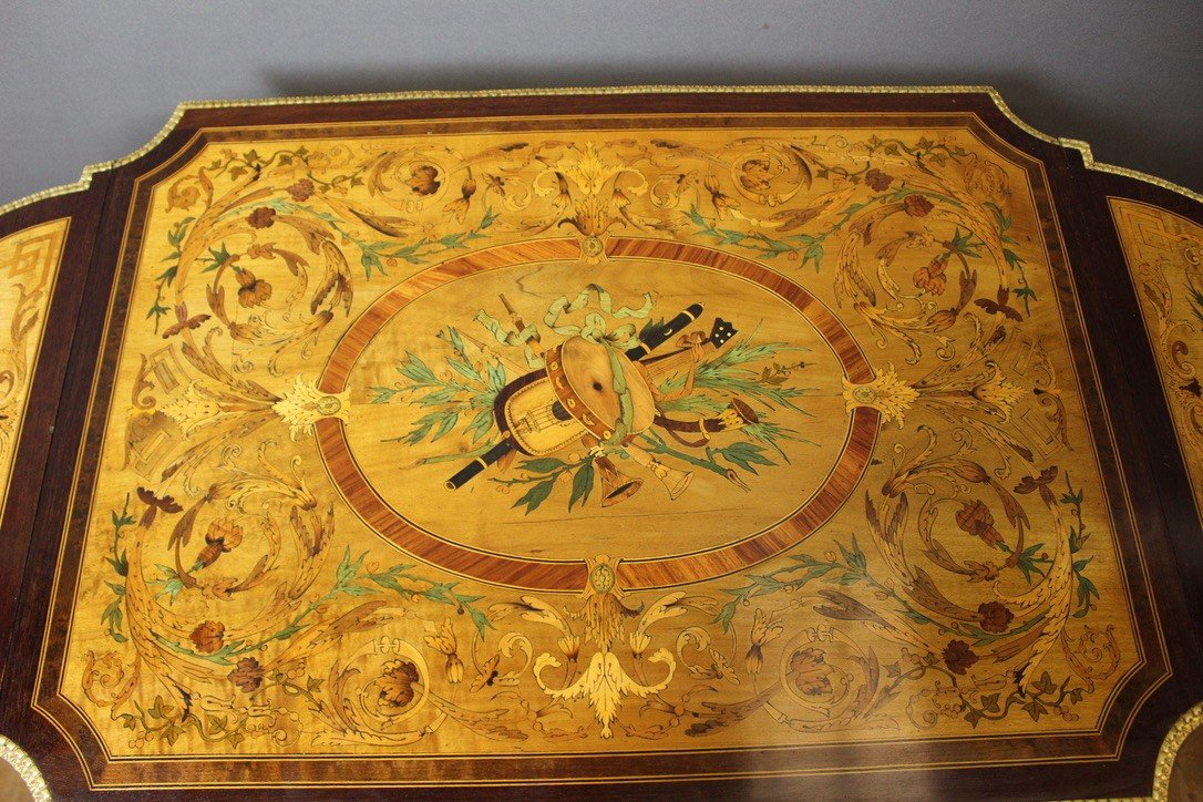 Napoleon III Marquetry Center Table Circa 1880-photo-4