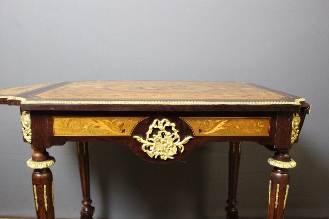 Napoleon III Marquetry Center Table Circa 1880-photo-1