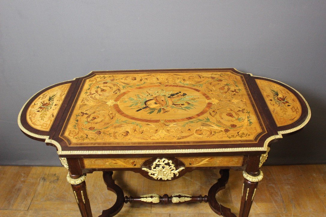 Napoleon III Marquetry Center Table Circa 1880-photo-4