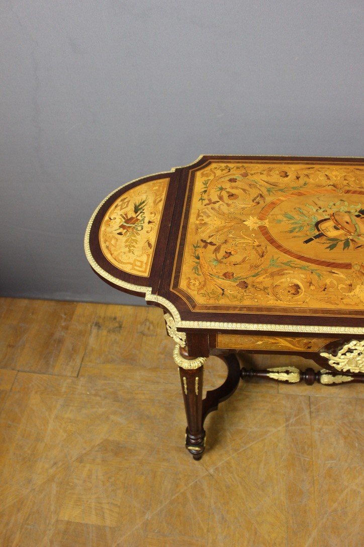 Napoleon III Marquetry Center Table Circa 1880-photo-5