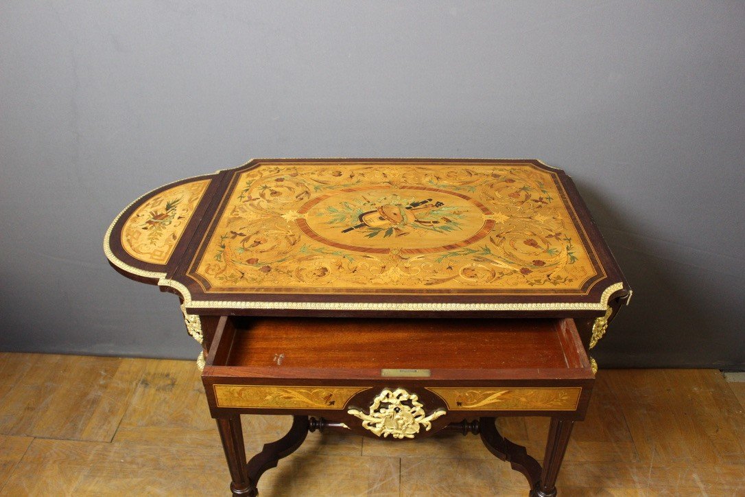 Napoleon III Marquetry Center Table Circa 1880-photo-7