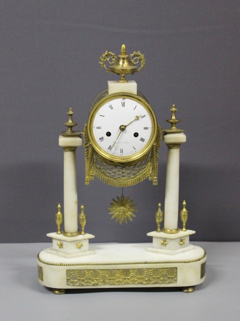 Pendule Louis XVI En Marbre Et Bronze Vers 1800-photo-7