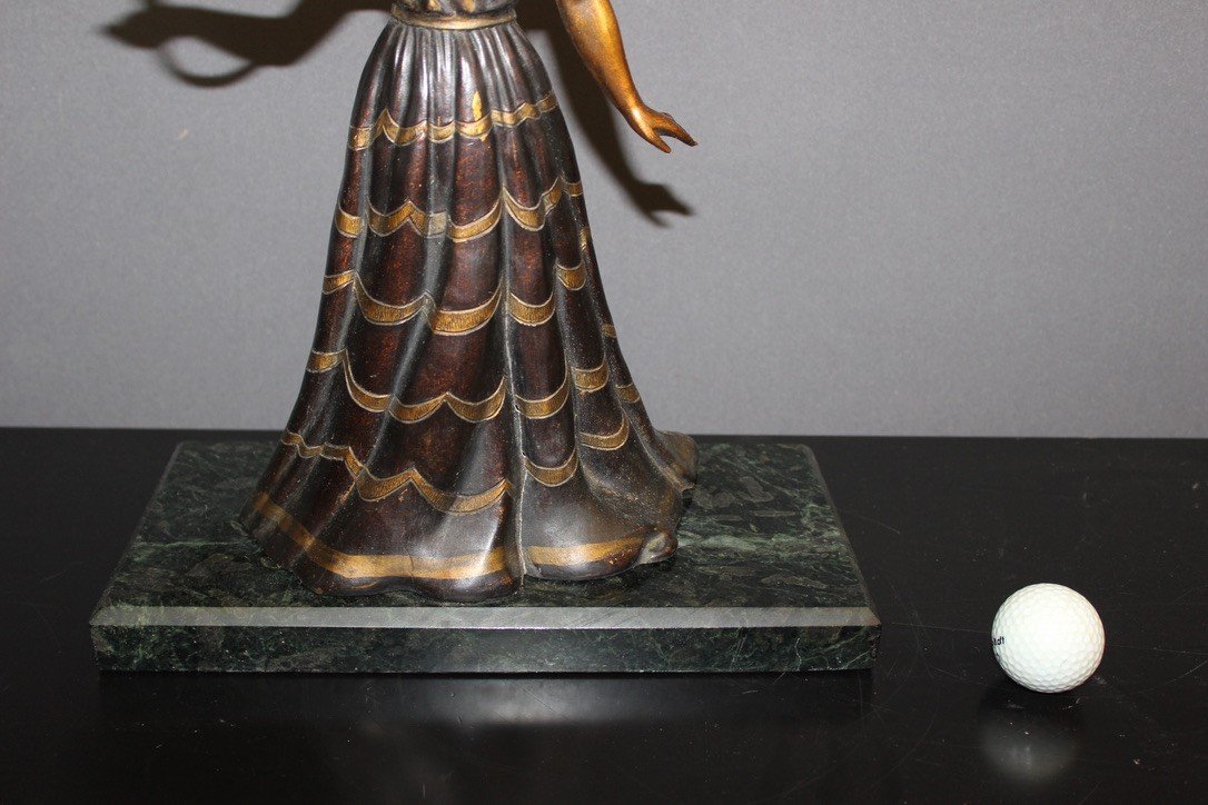 Art Deco Lamp, Woman In Long Dress Circa 1930-photo-5