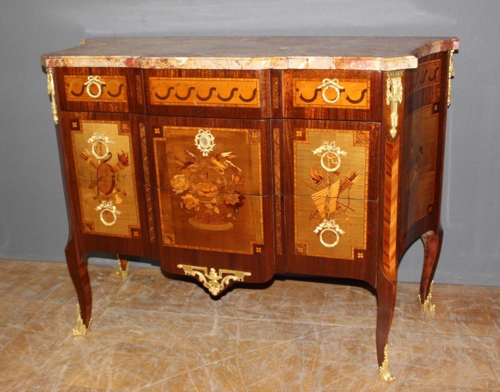 Commode Transition En Marqueterie Fin XIX -photo-2