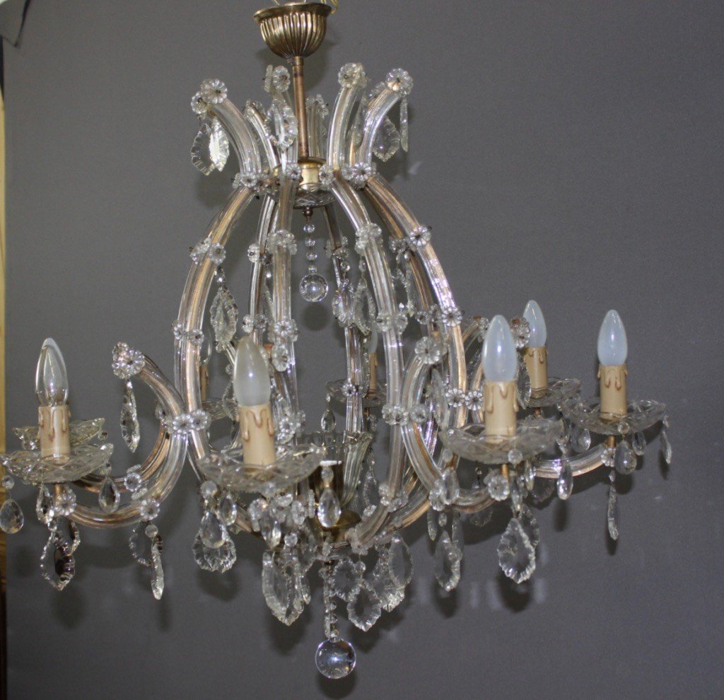 Murano Chandelier With Eight Lights Circa 1950-photo-1