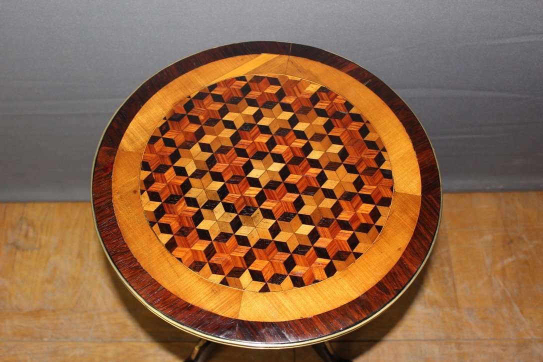 Napoleon III Cube Marquetry Gueridon-photo-6