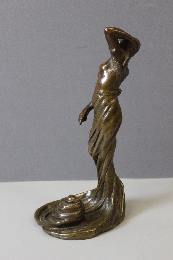 Bronze Dancing Woman Art Nouveau By Heurtebise-photo-3