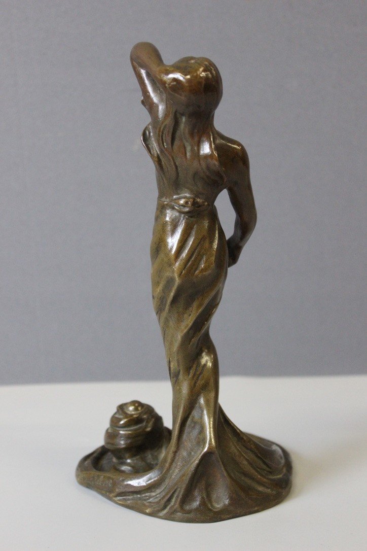 Bronze Dancing Woman Art Nouveau By Heurtebise-photo-4