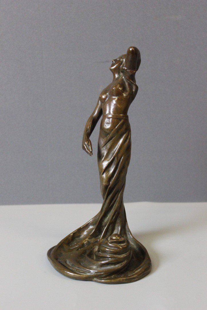 Bronze Dancing Woman Art Nouveau By Heurtebise-photo-7