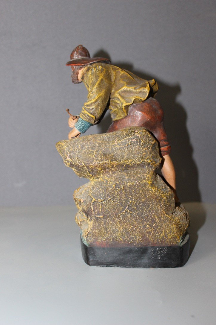 Terracotta Depicting A Breton Fisherman Circa 1900-photo-3