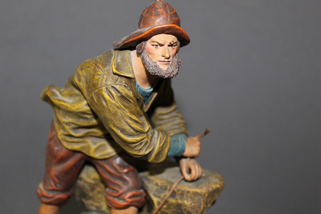 Terracotta Depicting A Breton Fisherman Circa 1900-photo-3