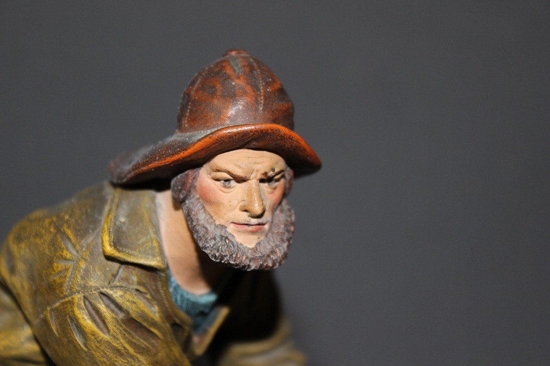 Terracotta Depicting A Breton Fisherman Circa 1900-photo-4