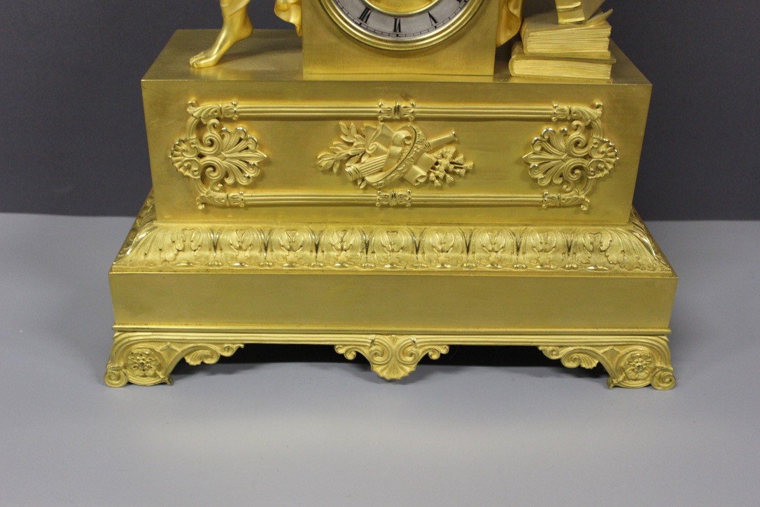 Restoration Clock In Gilt Bronze, Allegory Of Astronomy, Early 19th Century-photo-3