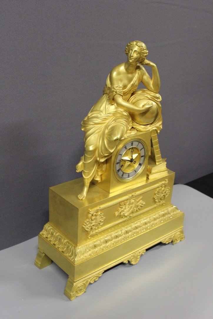 Restoration Clock In Gilt Bronze, Allegory Of Astronomy, Early 19th Century-photo-6