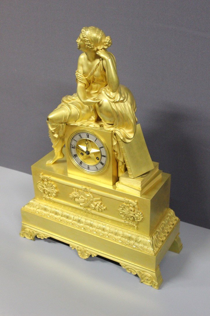 Restoration Clock In Gilt Bronze, Allegory Of Astronomy, Early 19th Century-photo-7