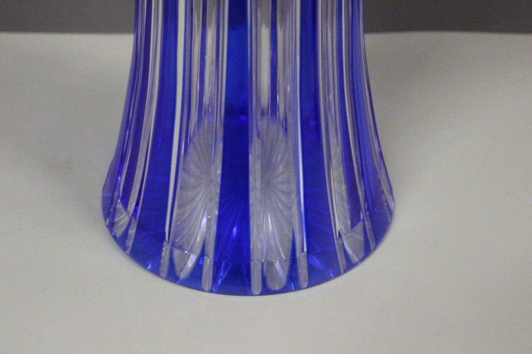 Grand Vase En Cristal De Bohême , Modèle Lotus Vers 1950-photo-4