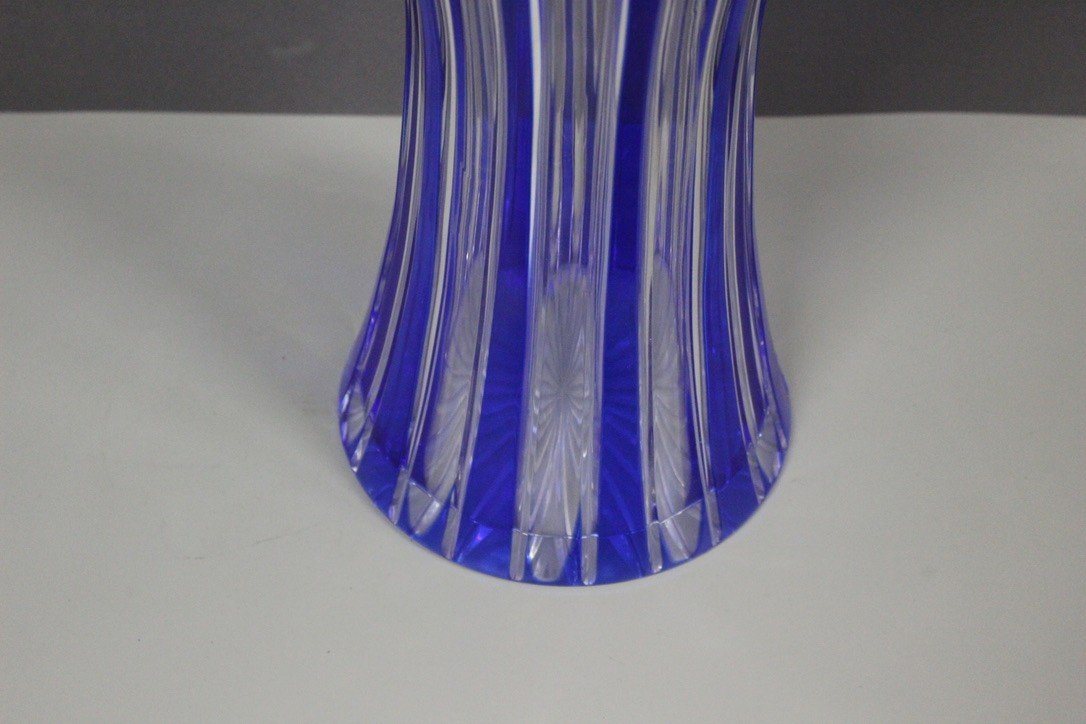 Grand Vase En Cristal De Bohême , Modèle Lotus Vers 1950-photo-3