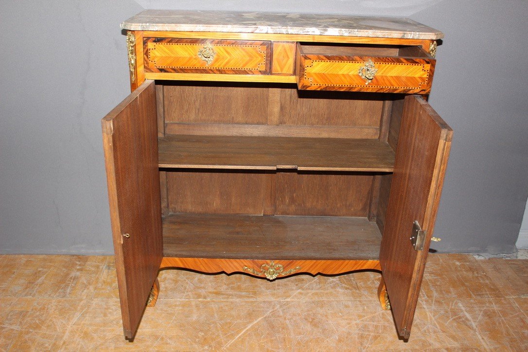 Louis XV Louis XVI Transition Sideboard In Marquetry Circa 1900-photo-4