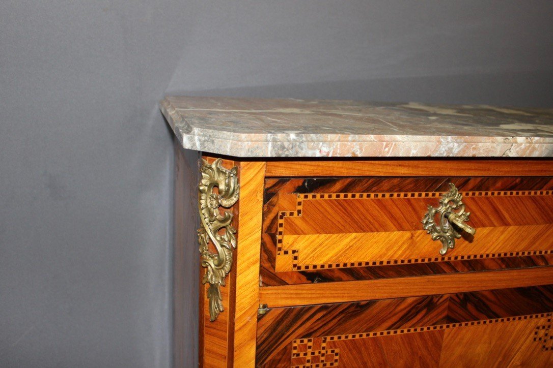 Louis XV Louis XVI Transition Sideboard In Marquetry Circa 1900-photo-1