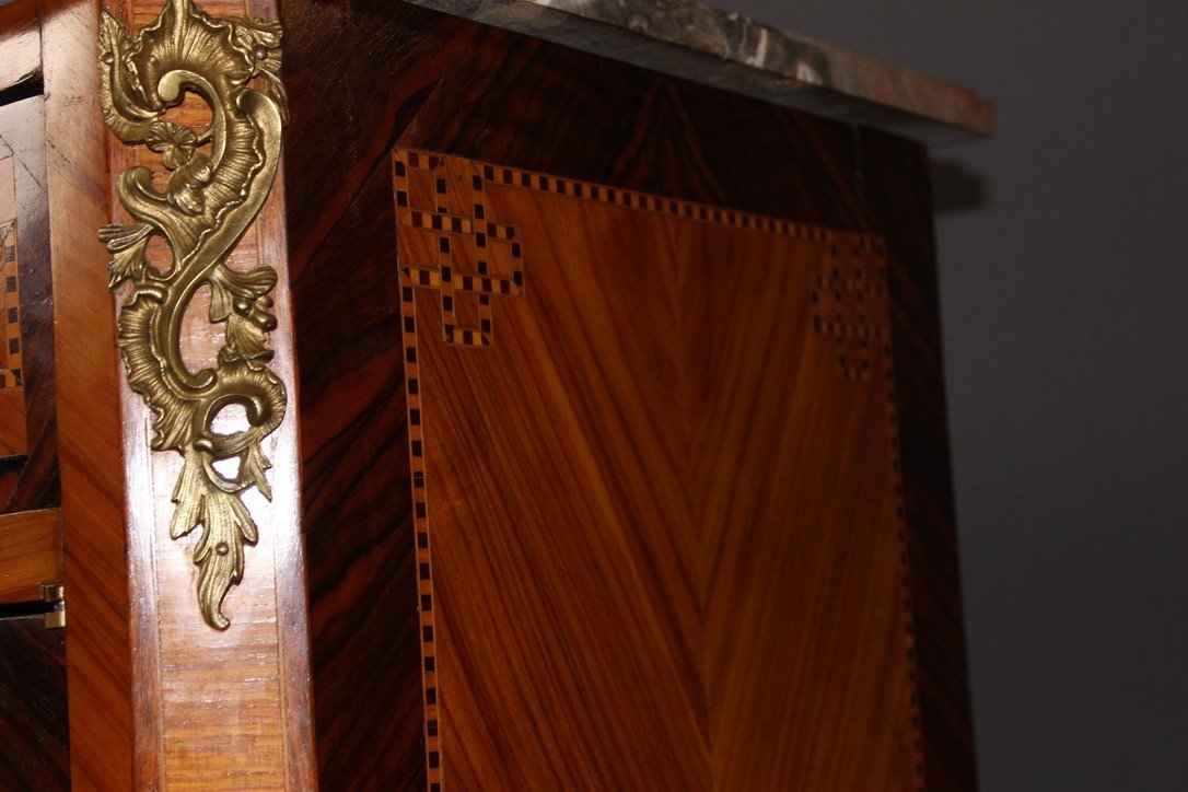 Louis XV Louis XVI Transition Sideboard In Marquetry Circa 1900-photo-3