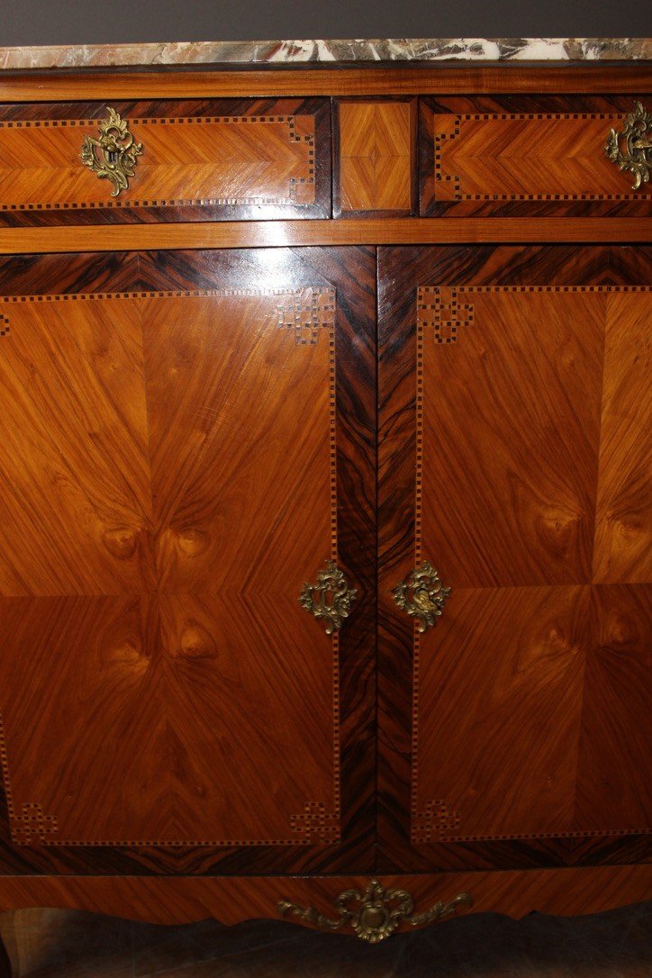 Louis XV Louis XVI Transition Sideboard In Marquetry Circa 1900-photo-4