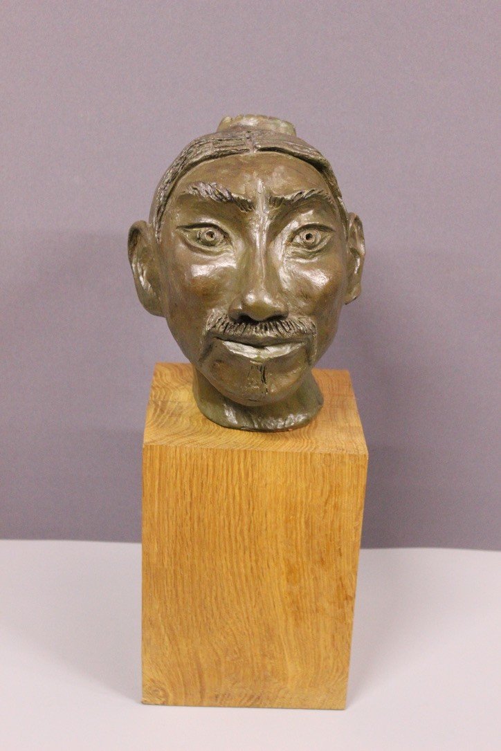 Terre Cuite Original Figurant Une Tête d'Asiatique Vers 1900-photo-2