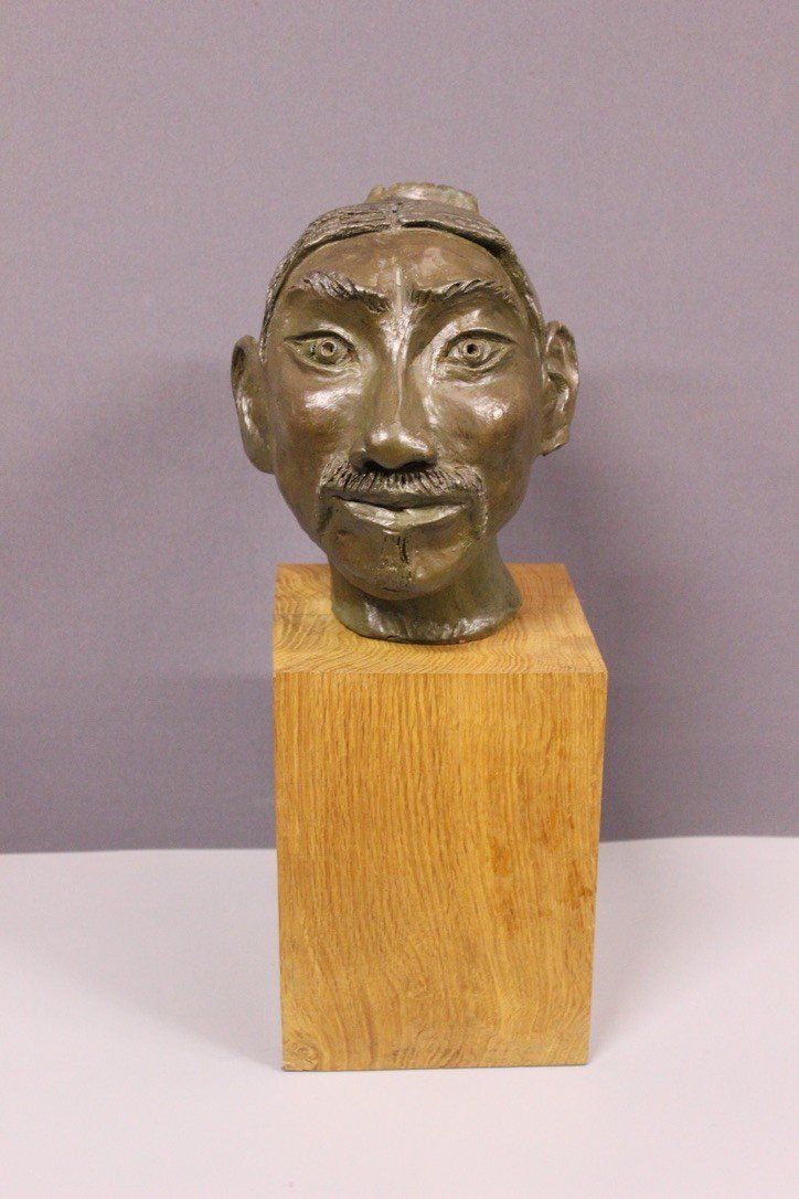 Terre Cuite Original Figurant Une Tête d'Asiatique Vers 1900-photo-2