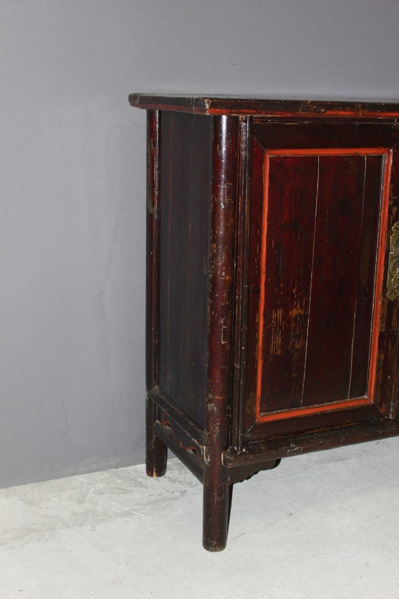 Chinese Lacquered Wood Cabinet Circa 1900-photo-2