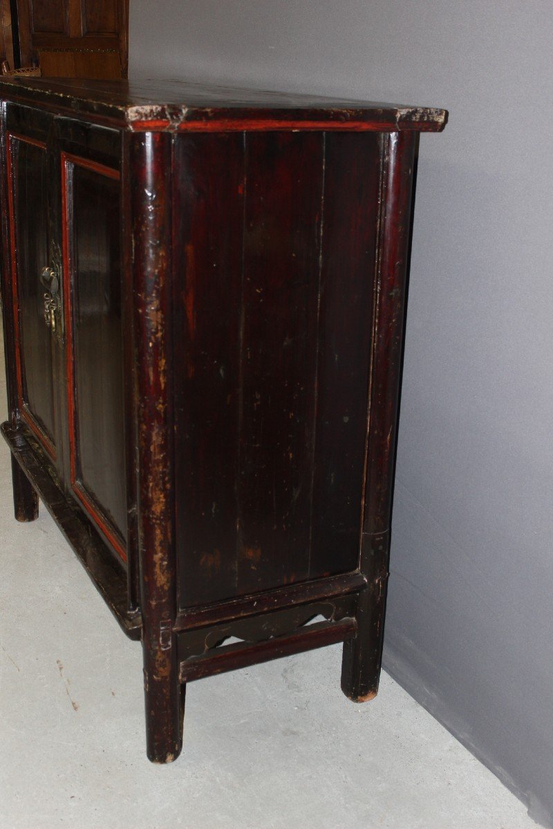 Chinese Lacquered Wood Cabinet Circa 1900-photo-3