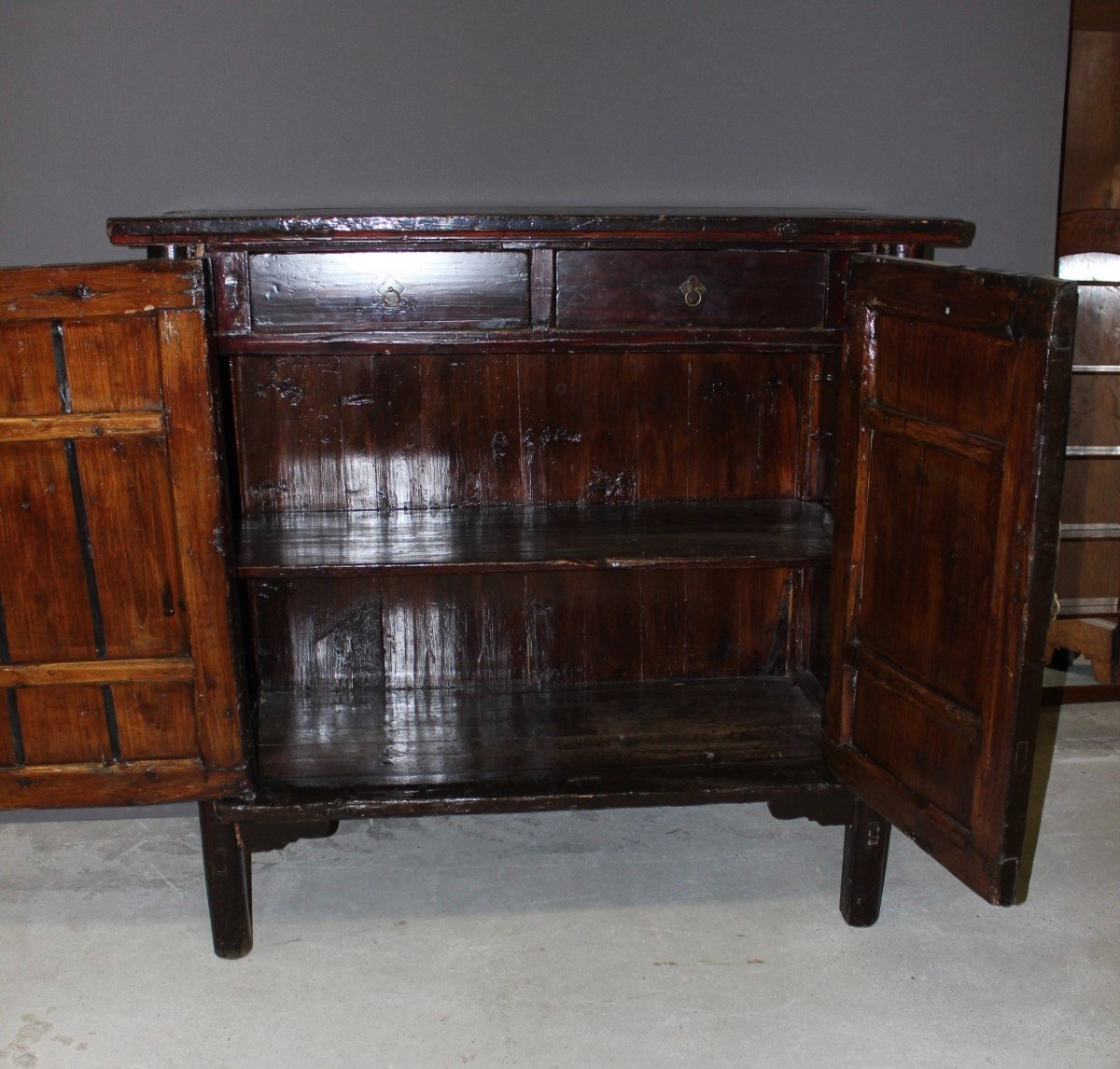 Chinese Lacquered Wood Cabinet Circa 1900-photo-4