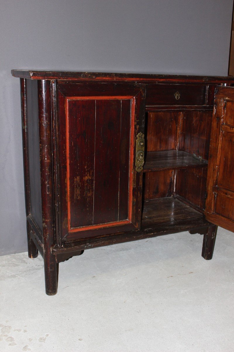 Chinese Lacquered Wood Cabinet Circa 1900-photo-2