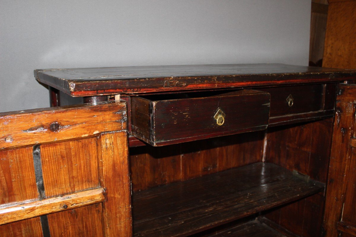 Chinese Lacquered Wood Cabinet Circa 1900-photo-3