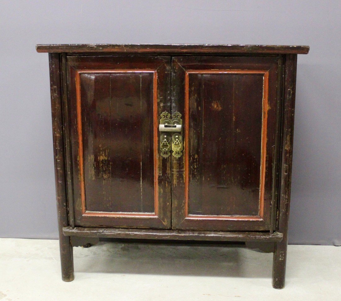 Chinese Lacquered Wood Cabinet Circa 1900-photo-7