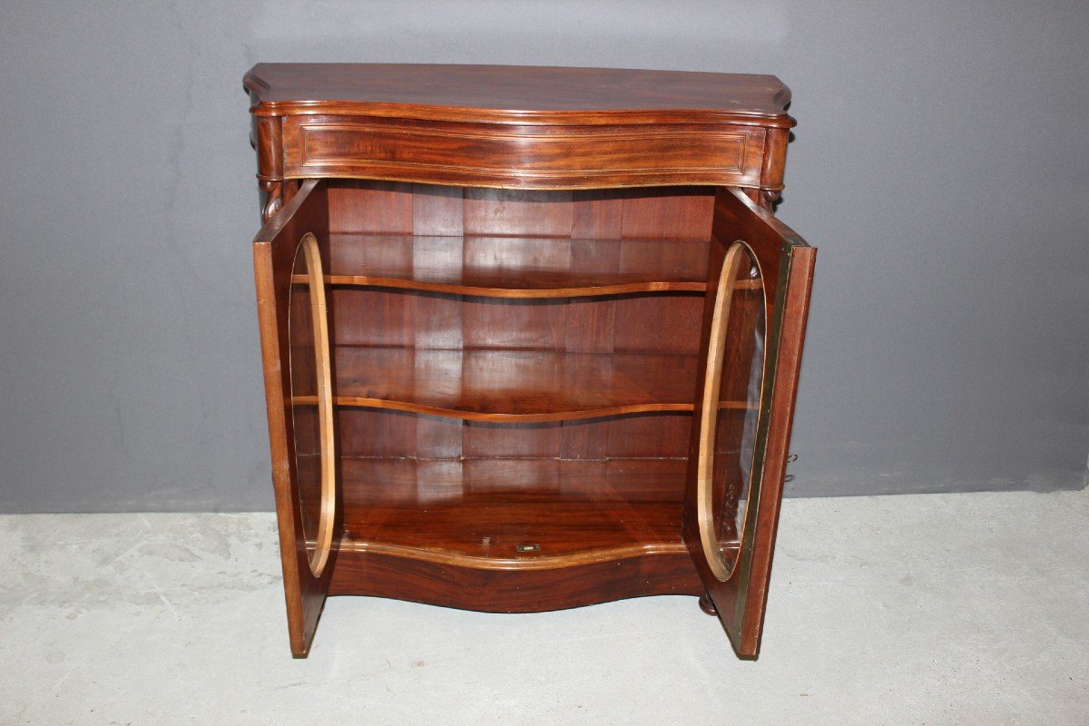 Napoleon III Curved Display Case In Mahogany Circa 1880-photo-2