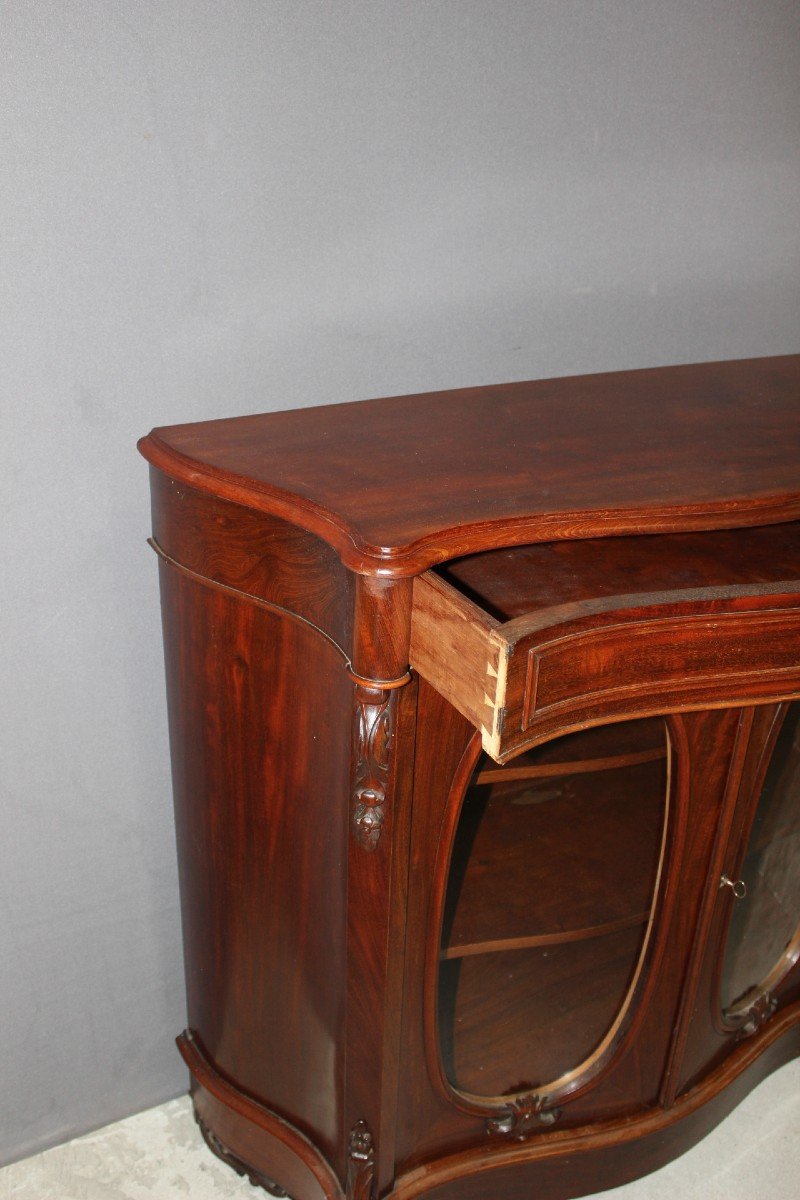 Napoleon III Curved Display Case In Mahogany Circa 1880-photo-3