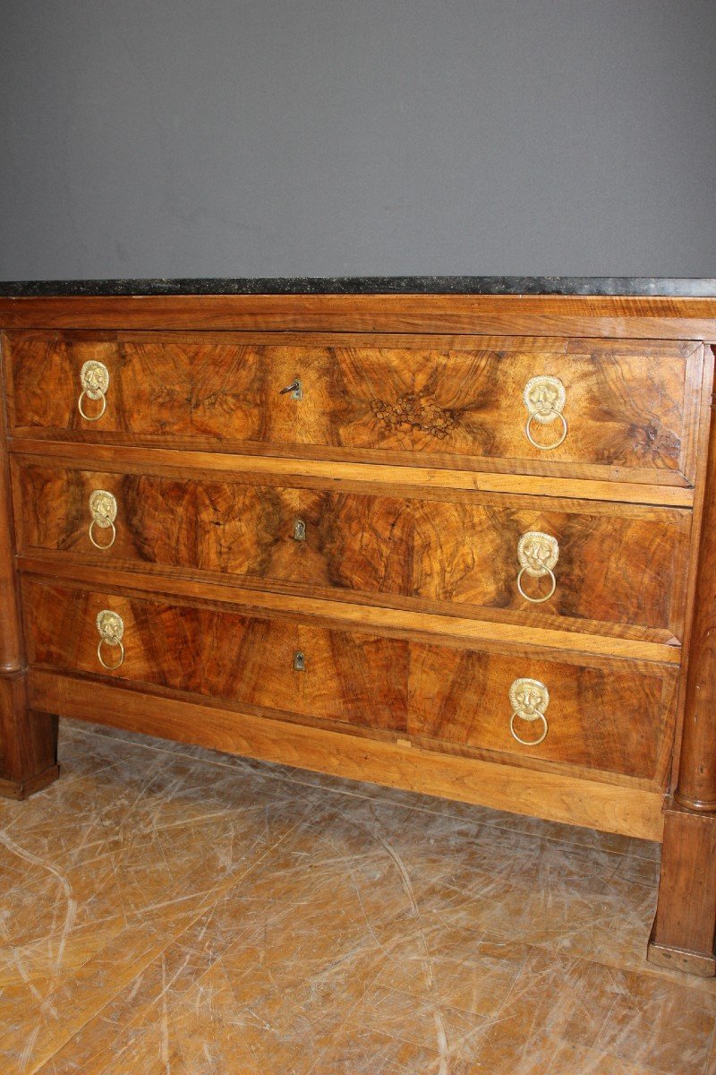 Empire Chest Of Drawers In Walnut 19th Century-photo-2