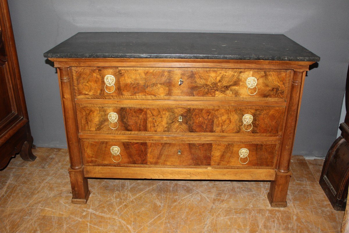 Empire Chest Of Drawers In Walnut 19th Century-photo-7