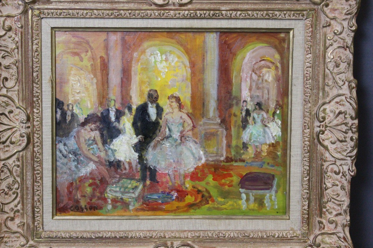 Oil On Panel, The Foyer Of The Opera By Cosson-photo-2