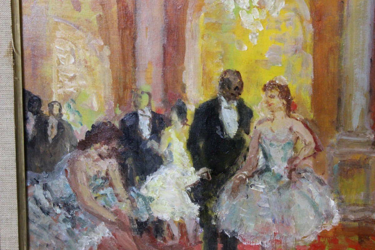 Oil On Panel, The Foyer Of The Opera By Cosson-photo-3