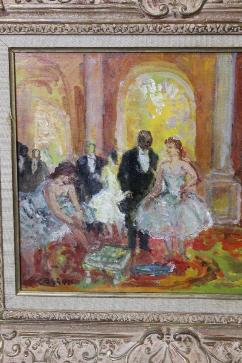 Huile Sur Panneau , Le Foyer De l'Opéra Par Marcel Cosson-photo-4