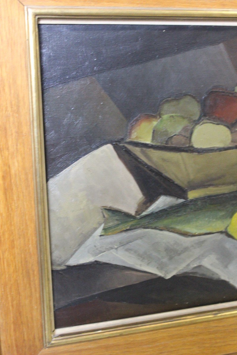 Huile sur Toile  Nature Morte à La Truite Par Sabatier Vers 1940-photo-2