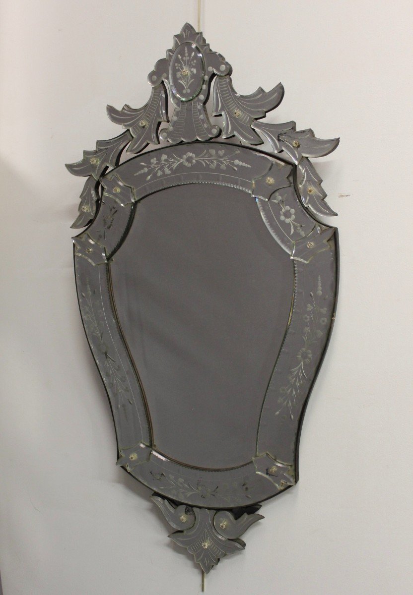 Venetian Mirror With Flower Decor Circa 1950-photo-5