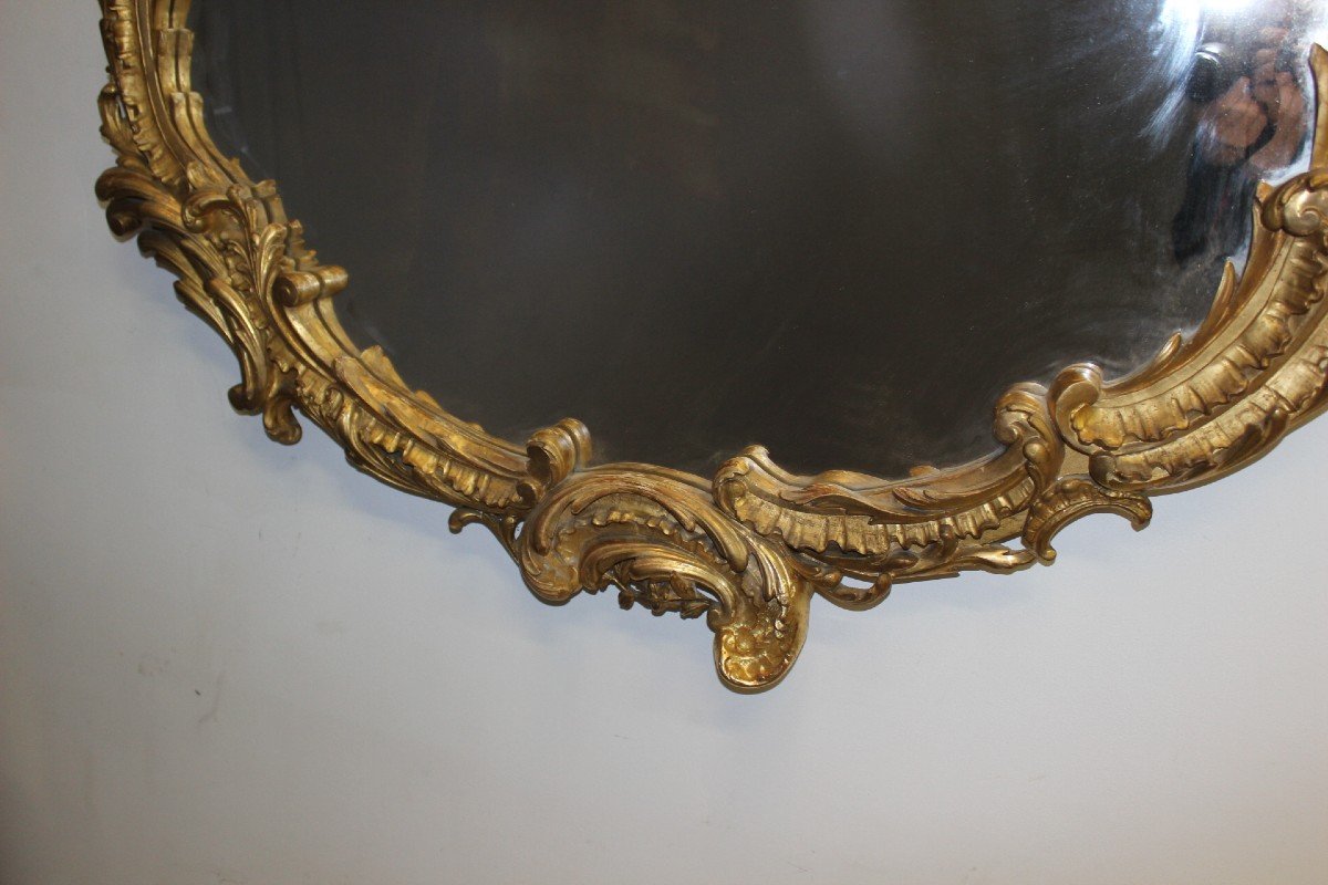 Important Louis XV Mirror In Gilded Stucco 19th Century-photo-2