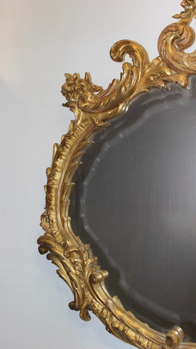 Important Louis XV Mirror In Gilded Stucco 19th Century-photo-3