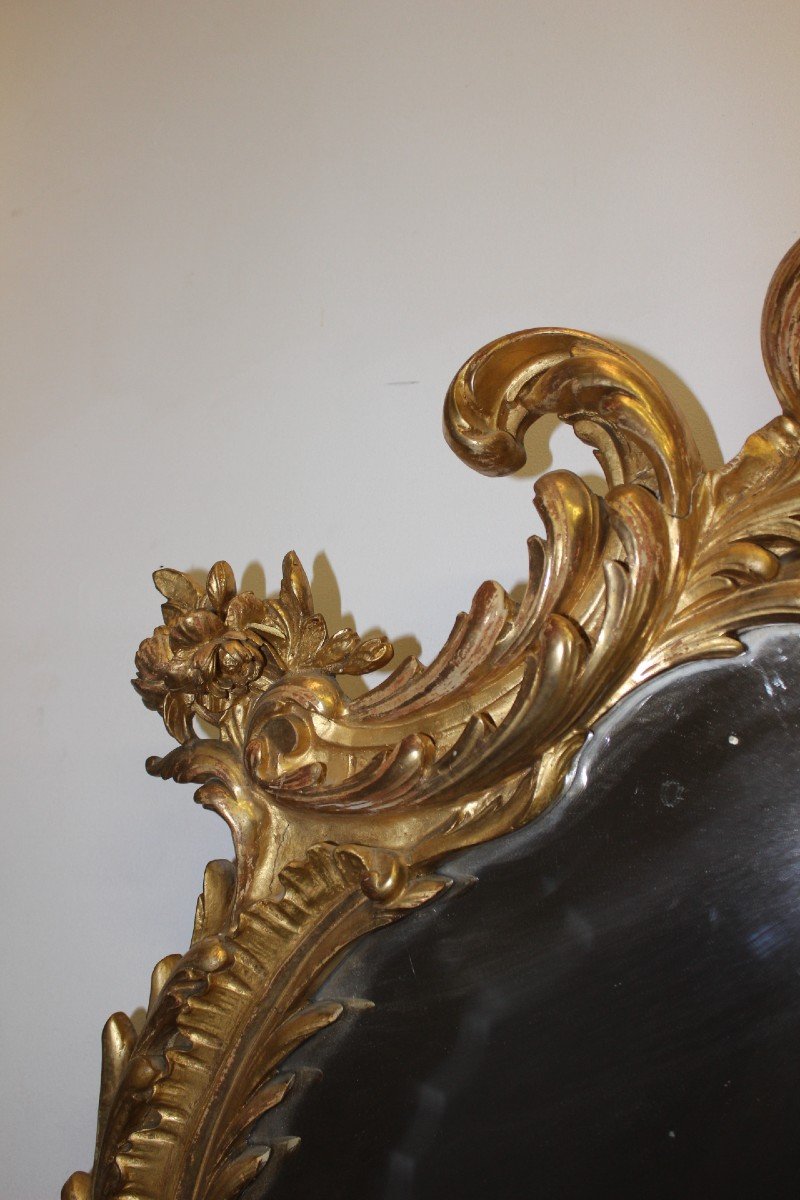 Important Louis XV Mirror In Gilded Stucco 19th Century-photo-4