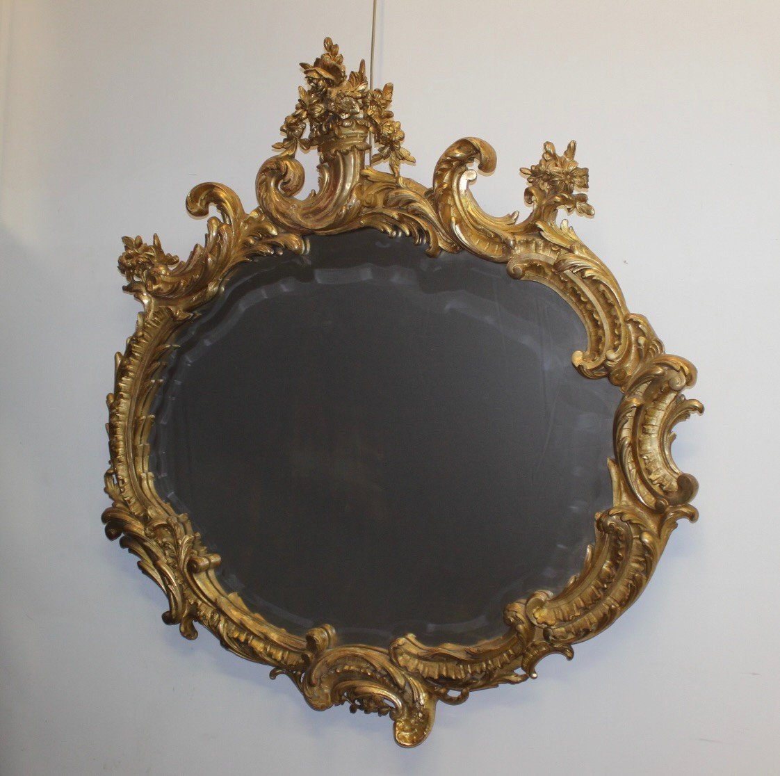 Important Louis XV Mirror In Gilded Stucco 19th Century-photo-4