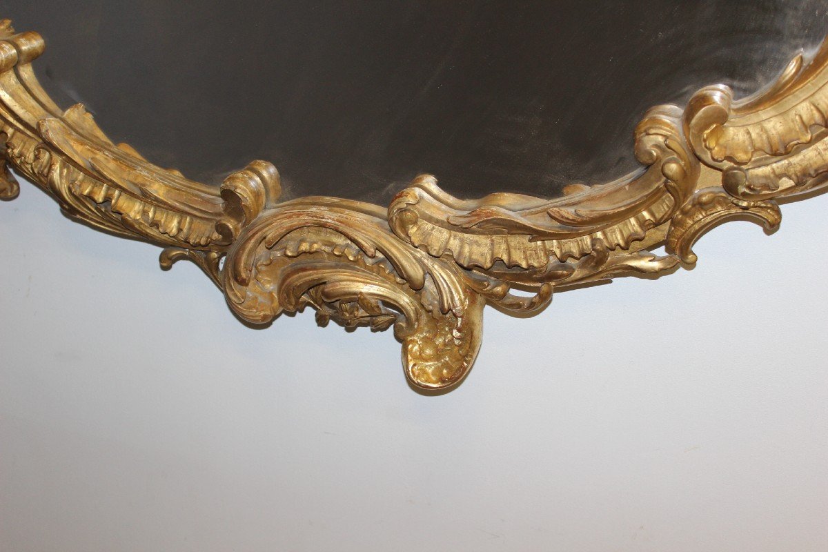 Important Louis XV Mirror In Gilded Stucco 19th Century-photo-5