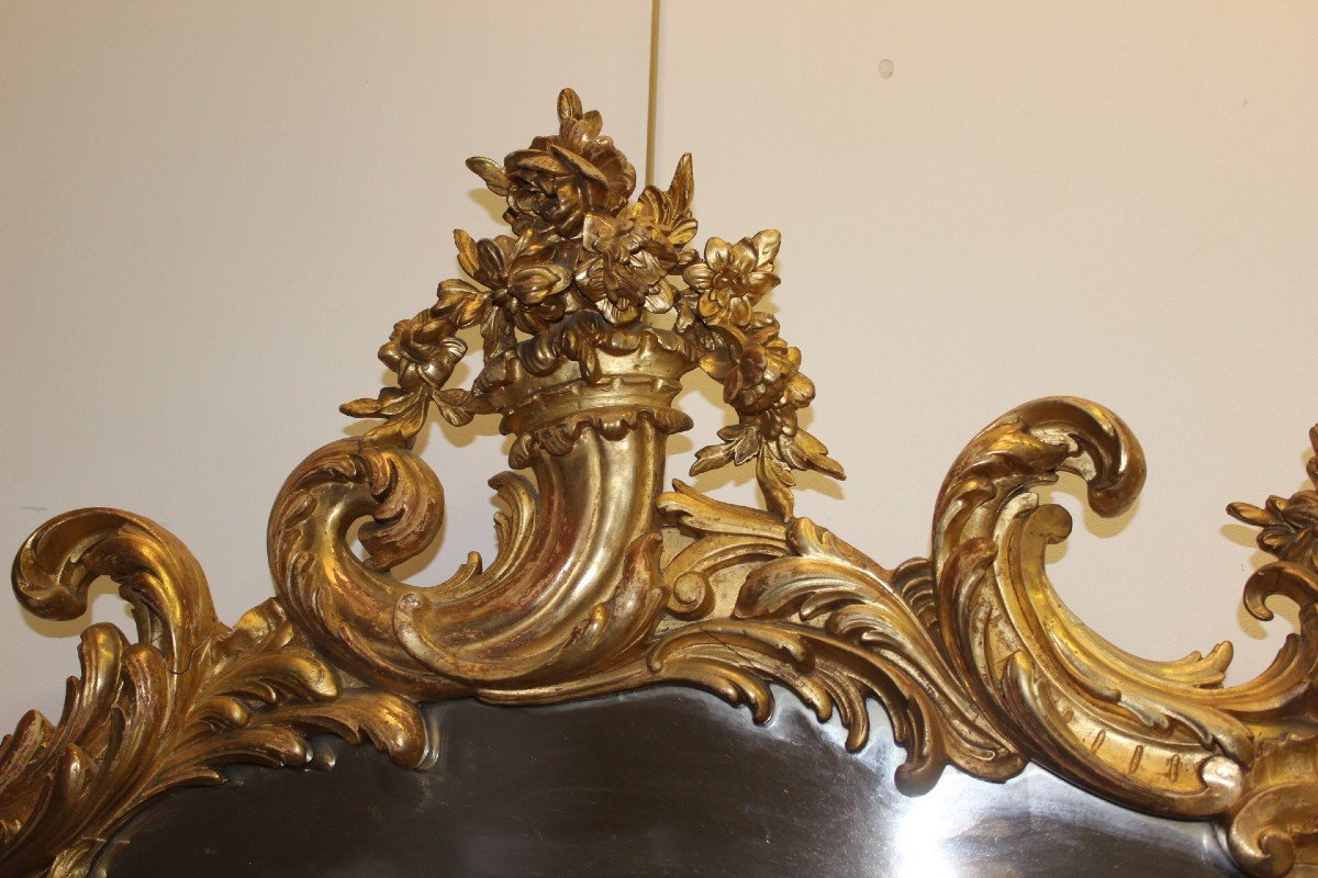 Important Louis XV Mirror In Gilded Stucco 19th Century-photo-6