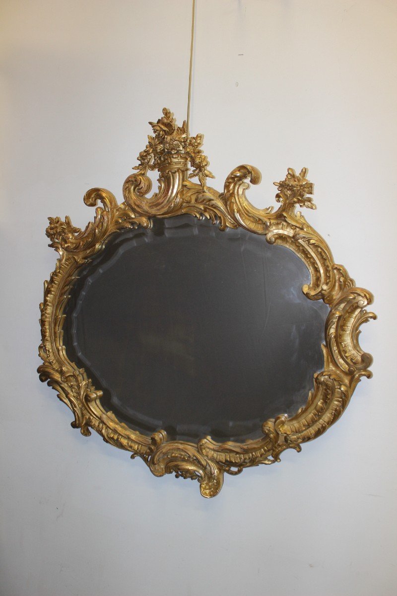 Important Louis XV Mirror In Gilded Stucco 19th Century-photo-8